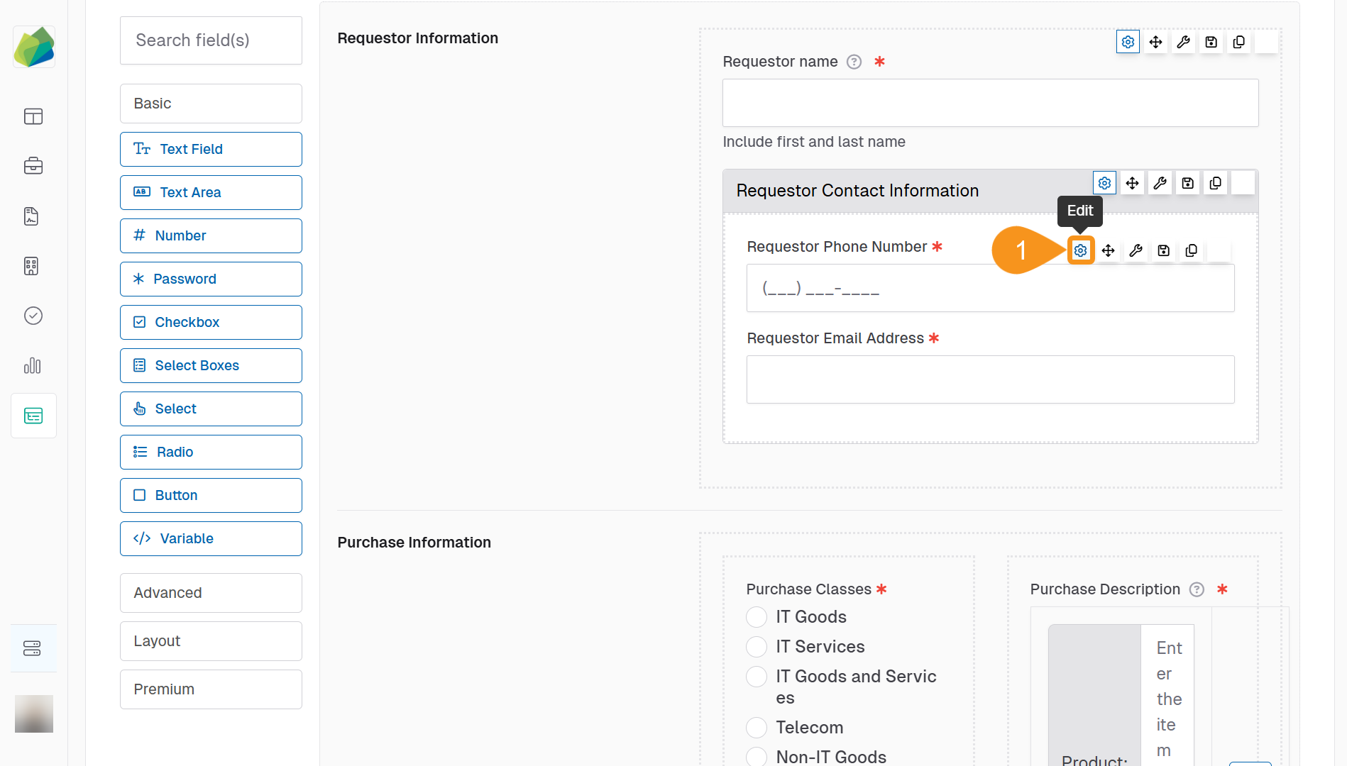 Edit Basic components