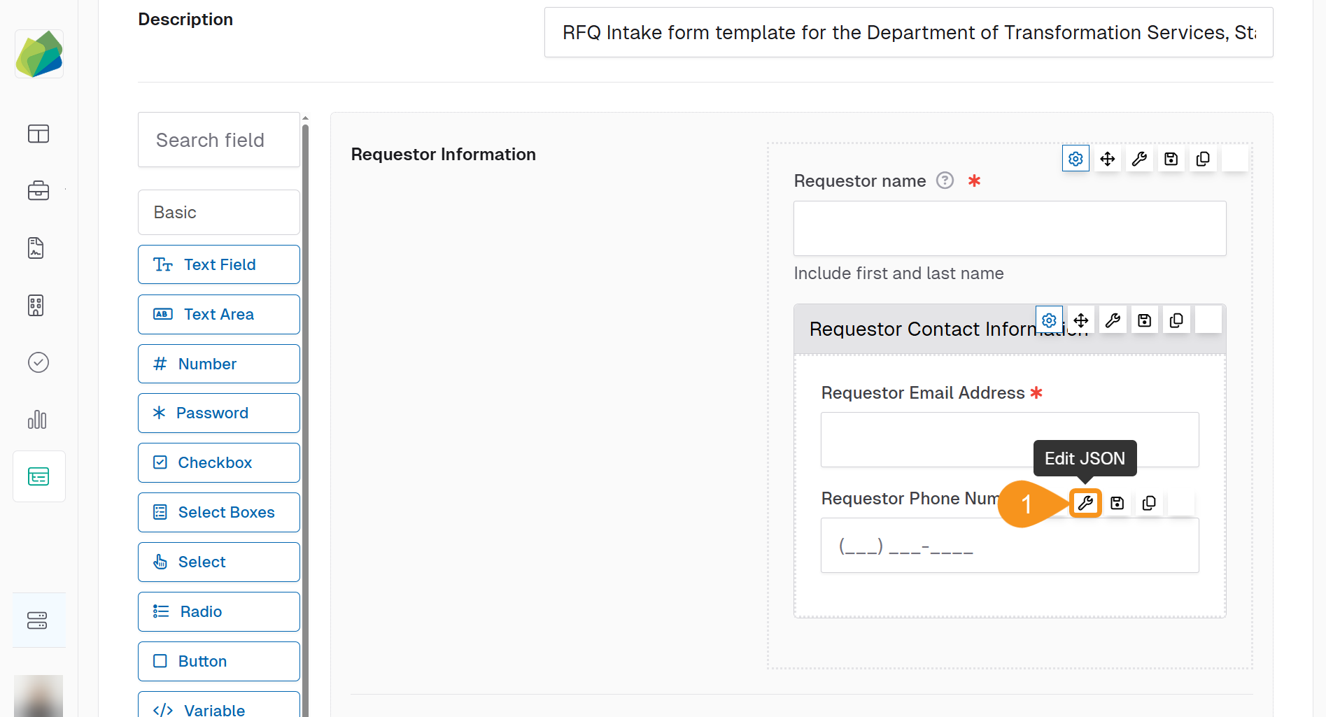 Edit JSON Basic components