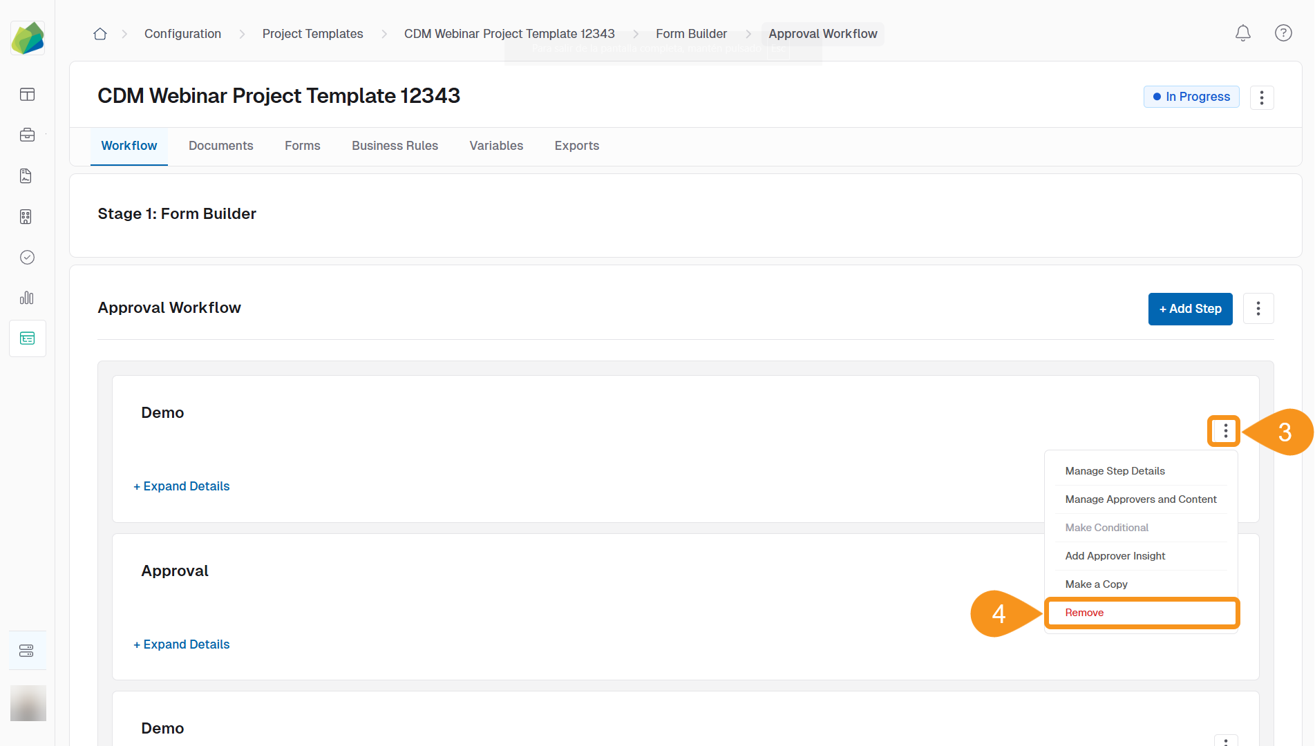 Remove an Approval Step 1-2