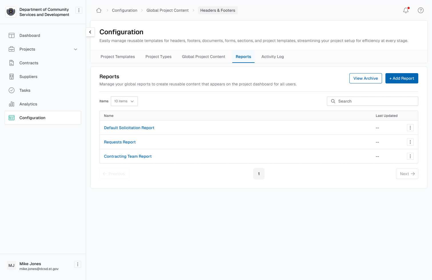 Embedded Metabase Reports Configuration and Dashboard Display for Solicitations