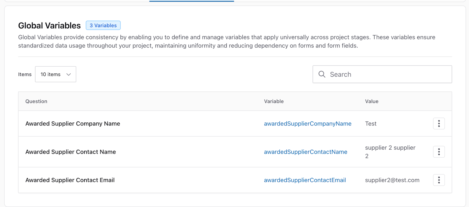 Global Variables Creation